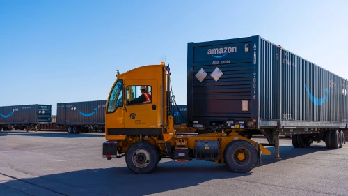 Amazon Prime freight truck turning
