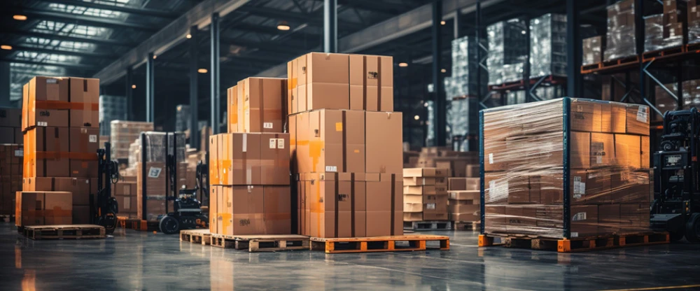 Boxes in a warehouse